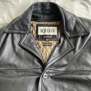 M. Julian Wilsons Mens Large Thinsulate Insulation Black Leather Jacket Zip Up L